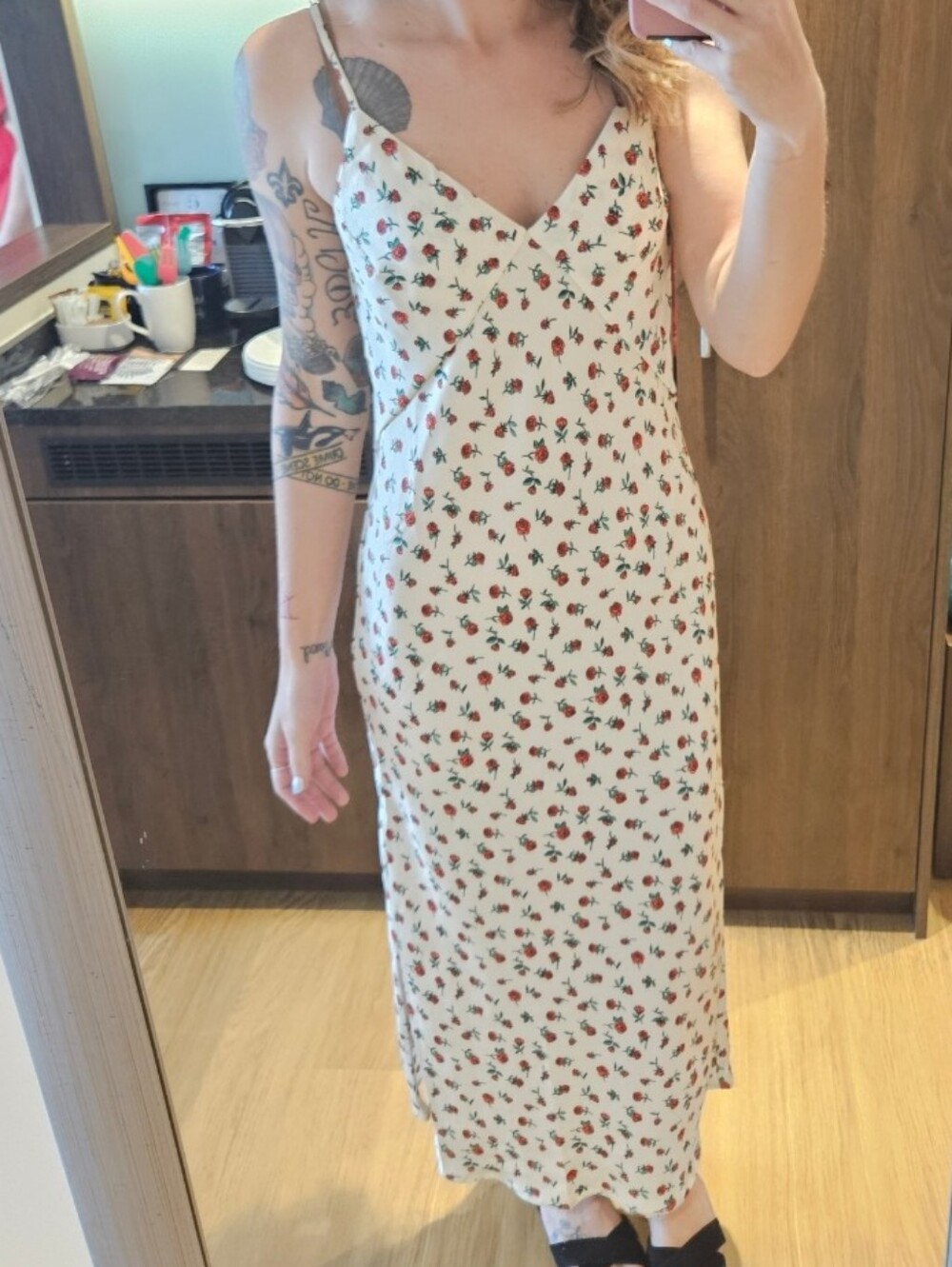 a new day Cream Floral Slip Maxi Dress with Side Slit